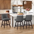 thumbnail image 1 of Dycanpo 26''H Swivel Bar Stools with Back Sets of 3 Linen Fabric for Home Kitchen Island, Gray, 1 of 9