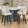 thumbnail image 1 of Dycanpo 26''H Swivel Counter Height Bar Stools Set of 2 with Backs Dining Chairs for Home, White, 1 of 12
