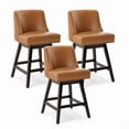 thumbnail image 1 of Dycanpo 26''H Swivel Counter Stools Set of 3 with Back Faux Leather for Home Kitchen Island, Brown, 1 of 9