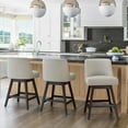 thumbnail image 1 of Dycanpo 26''H Swivel Counter Stools Set of 3 with Back Linen Fabric for Home Kitchen Island, Gray, 1 of 9