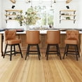 thumbnail image 1 of Dycanpo 26" Swivel Bar Stool Set of 4 with Upholstered Back, for Home Kitchen, Yellowish Brown, 1 of 6