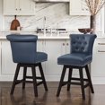 thumbnail image 1 of Dycanpo 26'' Swivel Bar Stools Set of 2, Upholstered Barstool with Footrest for Kitchen,Blue-Faux Leather, 1 of 12