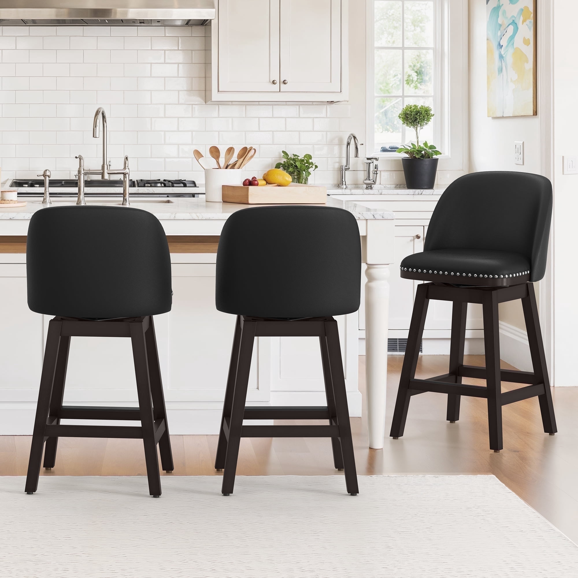 16 Stools Dycanpo 26'' Swivel Bar Stools Set of 3, Counter Stools with Back ...