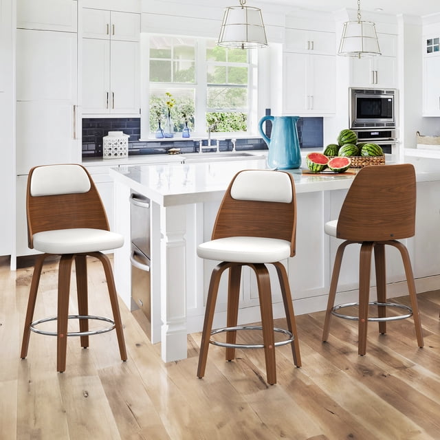 Dycanpo 26'' Swivel Counter Height Bar Stools Set of 3 with Backs ...