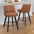 thumbnail image 1 of Dycanpo 26" Counter Height Bar Stools with Back Set of 2, Swivel Leather Barstool Upholstery for Kitchen, Brown, 1 of 9