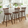 thumbnail image 1 of Dycanpo 26'' Wooden Windsor Counter Height Chairs Set of 3, Farmhouse Kitchen Stools with Back,Walnut, 1 of 7