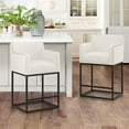 thumbnail image 1 of Dycanpo 27'' H Counter Height Bar Stools Set of 2 with Back Linen Fabric for Home Kitchen, Beige, 1 of 13