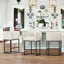 Dycanpo 27"H Modem Bar Stools Set of 3 with Back and Arms, for Home Kitchen, Beige