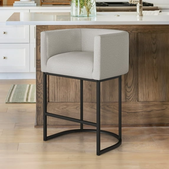 Dycanpo 27"H Modem Bar Stools with Back, Arms and Metal Legs for Home Kitchen, Gray