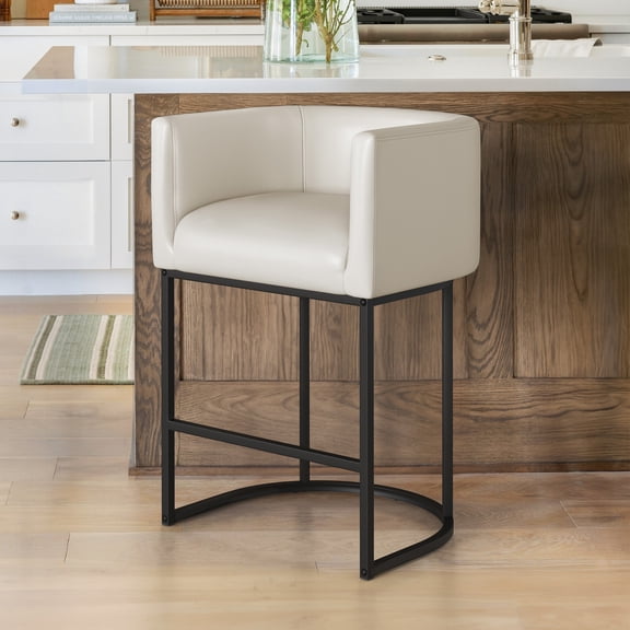 Dycanpo 27"H Modem Bar Stools with Back, Arms and Metal Legsor Home Kitchen, Antique White