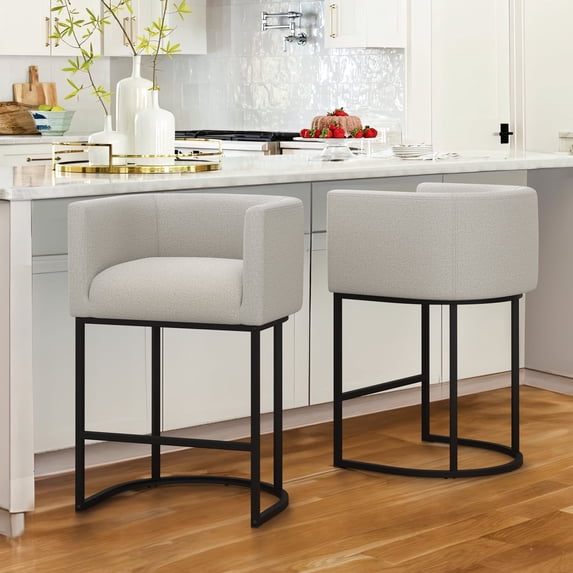 Dycanpo 27" H Modern Bar Stools Set of 2 with Back and Arms, for Home Kitchen, Gray