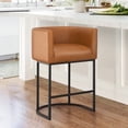 thumbnail image 1 of Dycanpo 27" H Modern Bar Stools with Back, Arms and Metal Legs for Home Kitchen, Brown, 1 of 9