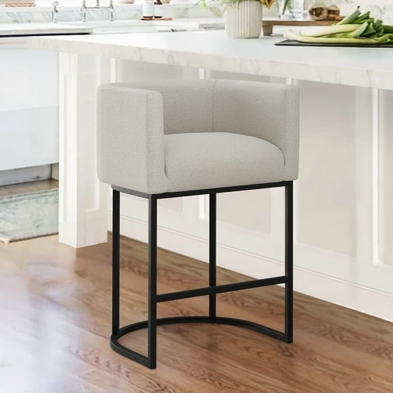 Dycanpo 27" H Modern Bar Stools with Back, Arms and Metal Legs for Home Kitchen, Gray