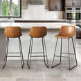 thumbnail image 1 of Dycanpo 30'' Bar Stools Set of 3 with Back Faux Leather for Home Kitchen Island, Whiskey Brown, 1 of 9
