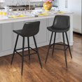 thumbnail image 1 of Dycanpo 30” Counter Height Bar Stools Set of 2, Modern Faux Leather, for Home Kitchen, Black, 1 of 9