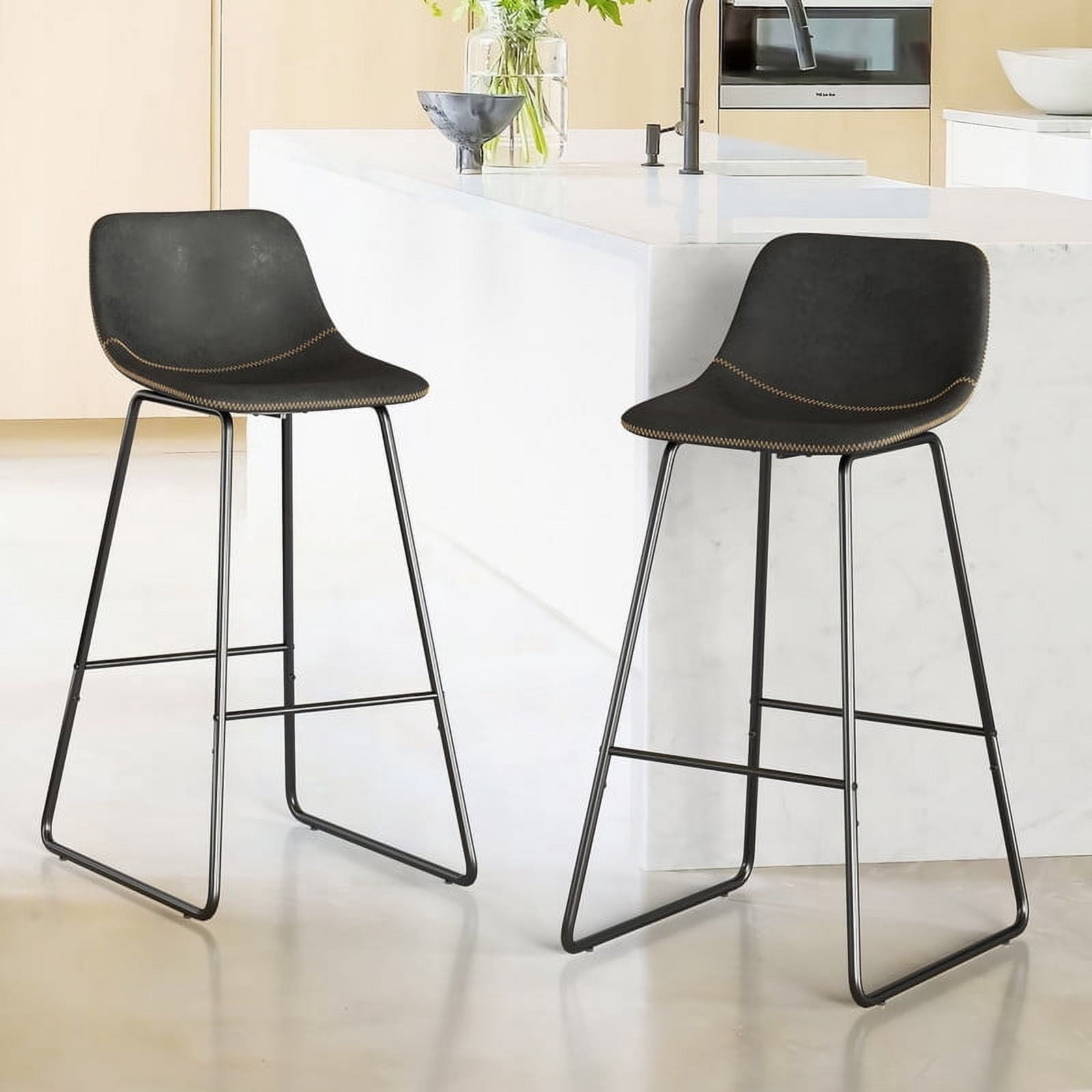 Dycanpo 30'' Counter Height Bar Stools Set of 2 with Back Faux Leather ...