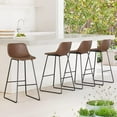 thumbnail image 1 of Dycanpo 30'' Counter Height Bar Stools Set of 4 with Back Faux Leather for Home Kitchen, Brown, 1 of 10
