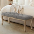 thumbnail image 1 of Dycanpo 45.2"L x 18.3"H French Bedroom Bench Seat Linen Upholstered, Gray, 1 of 7