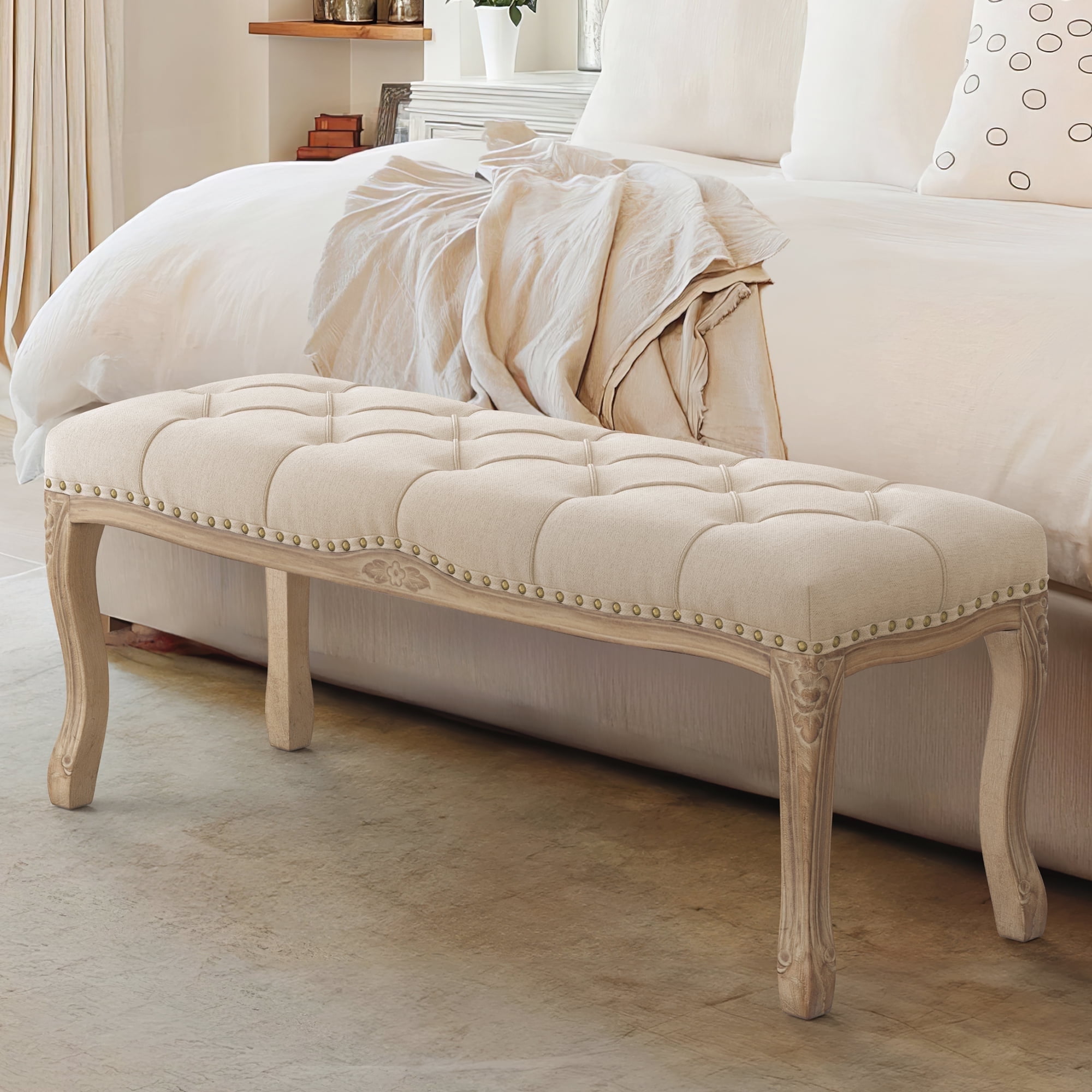 Free Shipping! Dycanpo 45.2"L x 18.3"H French Bedroom Bench Seat Linen — free download