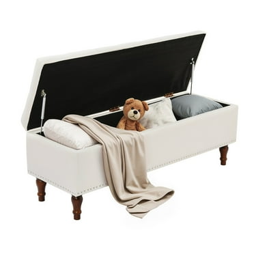 Dycanpo 50.8" Linen Storage Ottoman Bench Storage Chest for Bedroom,Entryway - Beige
