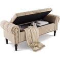 thumbnail image 1 of Dycanpo 50in Storage Bench with Arms, Linen Upholstered Ottoman Bench for Bedroom, Wheat Color, 1 of 7