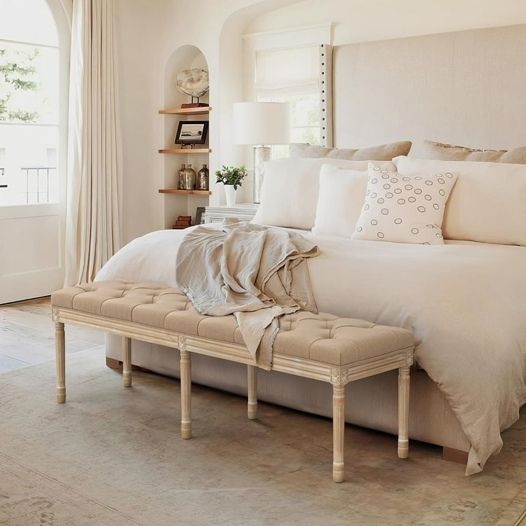 Dycanpo 60'' End of Bed Bench, Vintage Upholstered Bench for