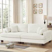 Dycanpo 88'' Adjustable Back Height Sofa,Modern 3-Seat Upholstered Sofa for Living Room,Beige