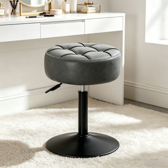Dycanpo Adjustable Vanity Stool, 360°Swivel Vanity Chair Stool for Makeup Room,Dark Grey