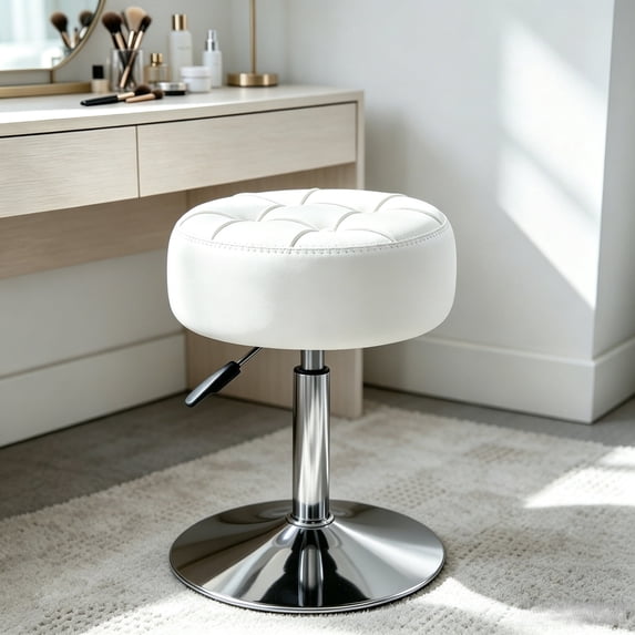 Dycanpo 360° Swivel Vanity Stool, Adjustable Height, Vanity Chair for Makeup Room,White
