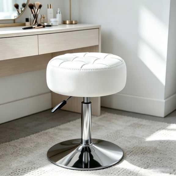 Dycanpo 360° Swivel Vanity Stool, Adjustable Height, Vanity Chair for Makeup Room,White