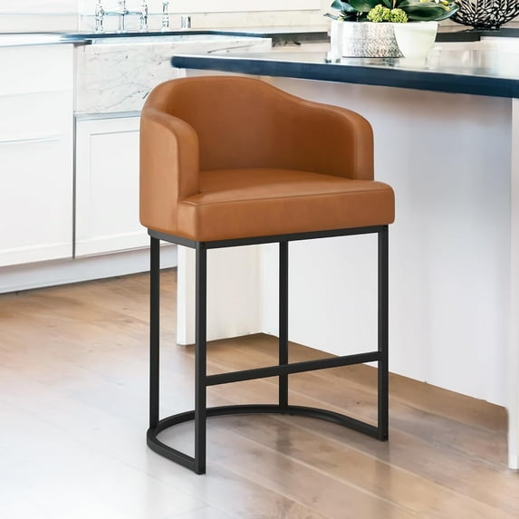 Dycanpo Counter Height Bar Stools High Bar Chairs with Metal Leg for Home Kitchen Yellowish Brown