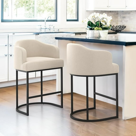 Dycanpo Counter Height Bar Stools with Back Sets of 2 Modern Counter Stools for Home Kitchen, Line