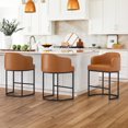 thumbnail image 1 of Dycanpo Counter Height Bar Stools with Back Sets of 3 Modern Counter Stools for Home Kitchen, Brown, 1 of 7