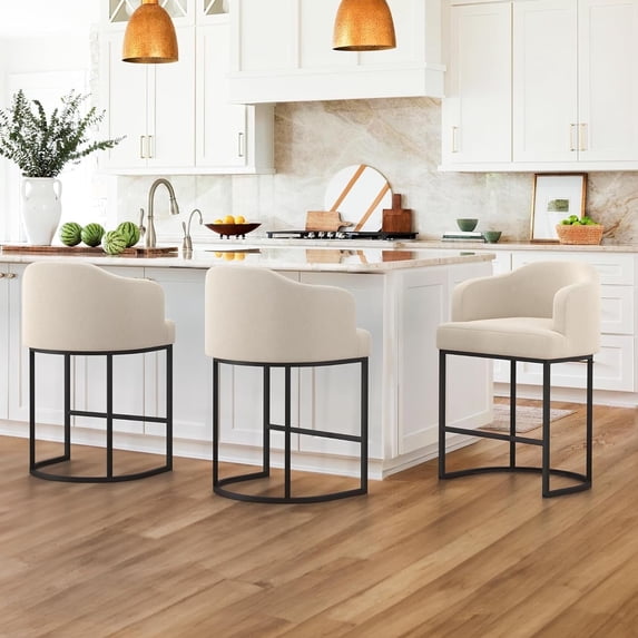 Dycanpo Counter Height Bar Stools with Back Sets of 3 Modern Counter Stools for Home Kitchen, Line