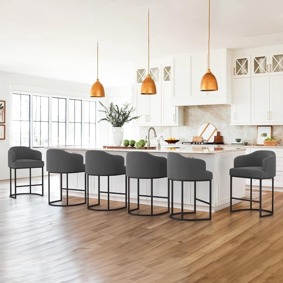 Dycanpo Counter Height Bar Stools with Back Sets of 6 Modern Counter Stools for Home Kitchen, Gray