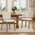 thumbnail image 1 of Dycanpo Dining Chairs Set of 2, Wide Back Kitchen Side Chairs with Chenille Upholstered and Brushed Paint Legs for Modern Farmhouse, Beige-Coffee Striped, 1 of 6