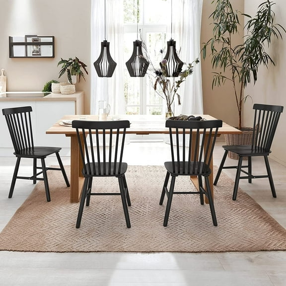 Dycanpo Dining Chairs Set of 4, 18'' Tall Black Kitchen/Dining Room Wooden Chairs with Mid Century