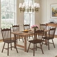 thumbnail image 1 of Dycanpo Dining Chairs Set of 6, Windsor Wooden Dining Chair with Thickened Backrest for Kitchen, Walnut, 1 of 8