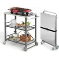 thumbnail image 1 of Dycanpo Foldable Outdoor Grill Cart, Movable 3 Tiers Grill Table,Stainless Steel, 33.8'',Grey, 1 of 9