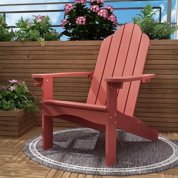Dycanpo Adirondack Chair with Cup Holder, 300lbs Weather Resistant, Red