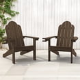 thumbnail image 1 of Dycanpo Adirondack Chairs Set of 2 with Cup Holder, 300lbs Weather Resistant, Dark Brown, 1 of 10
