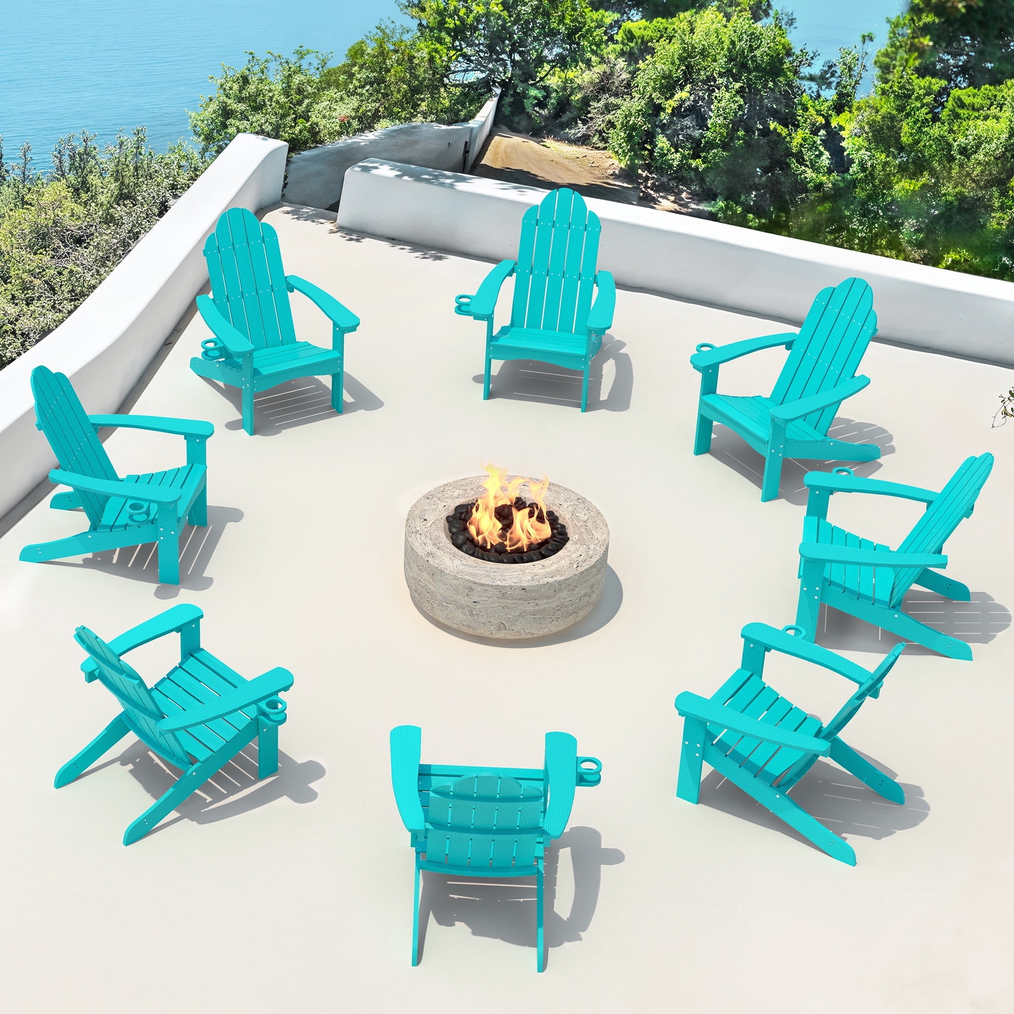 Adirondack Folding Chair- Aruba Blue & Driftwood Gray main image 1