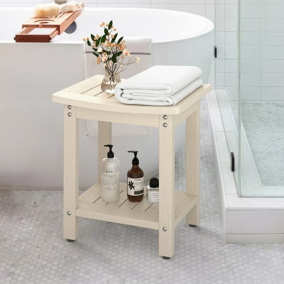 Dycanpo HDPS Shower Bench Seat, Bath Spa Foot Stool for Inside Shower Waterproof, Sand Color