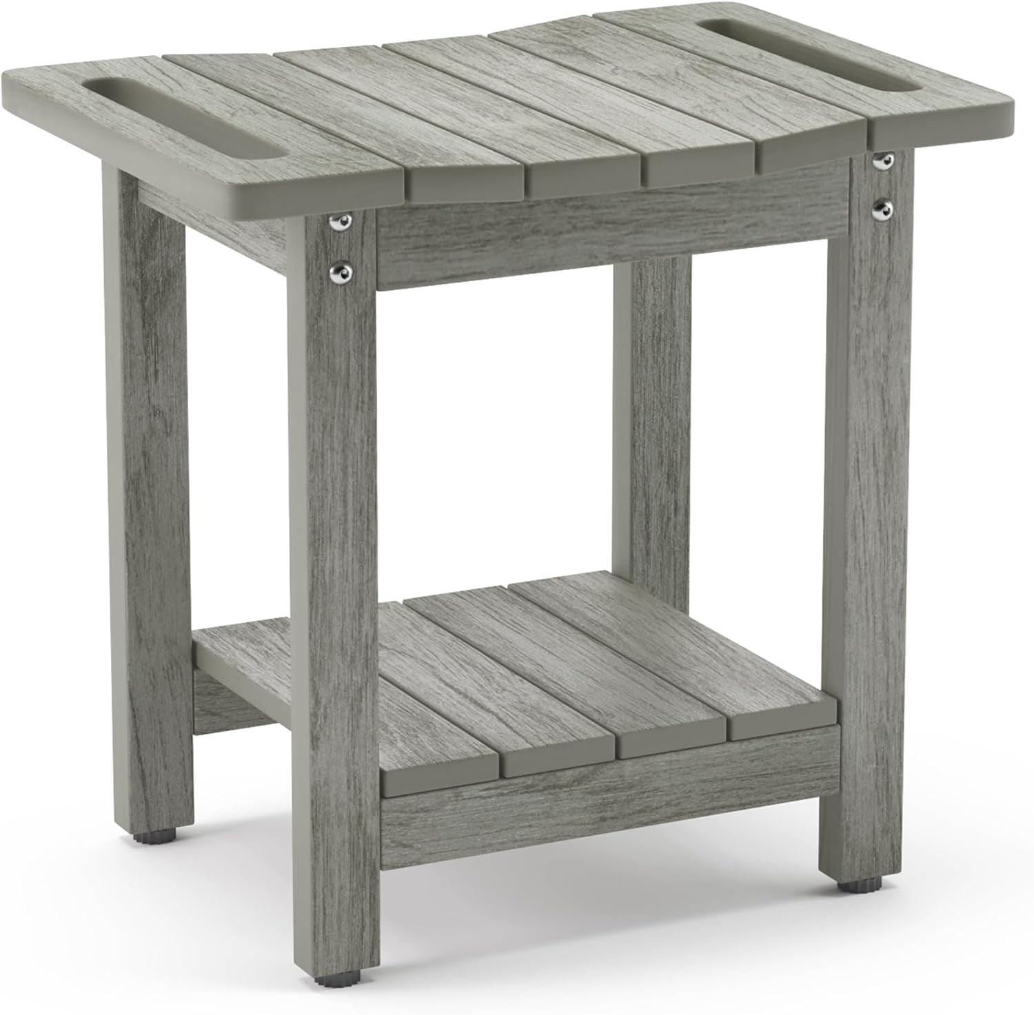 Dycanpo HDPS Shower Bench Seat, Gray Shower Stool with Storage Shelf ...