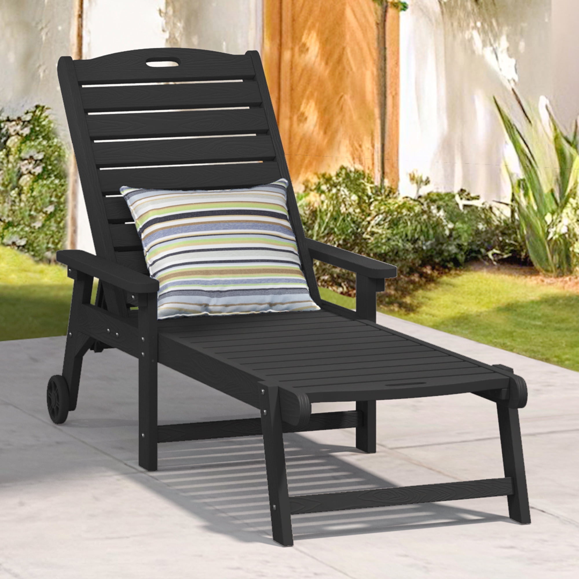 Dycanpo Lounge Chair Outdoor, Resin Chaise Lounge with Wheels ...