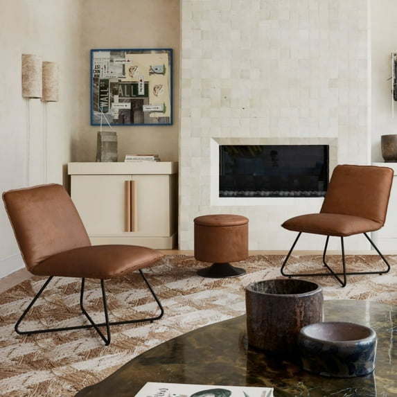 Dycanpo Modern Accent Chair Set of 2, 5 Positions Recline Faux Leather Living Room Chairs,Red Brown