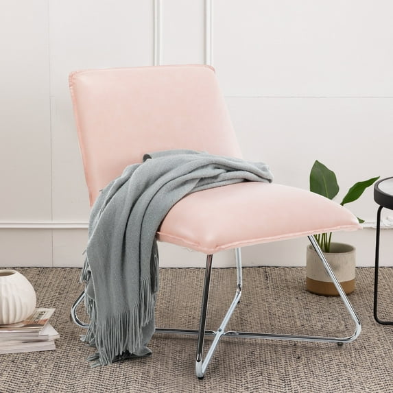 Dycanpo Modern Accent Chair for Adults, 5 Positions Recline Faux Leather Living Room Chairs, Pink