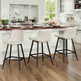 thumbnail image 1 of Dycanpo Modern Faux Leather 24 Inch,Counter Height Bar Stools Set of 3,for Home Kitchen, Antique White, 1 of 5