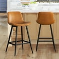 thumbnail image 1 of Dycanpo Modern Faux Leather 26 Inch,Counter Height Bar Stools Set of 2,for Home Kitchen, Whiskey Brown, 1 of 6