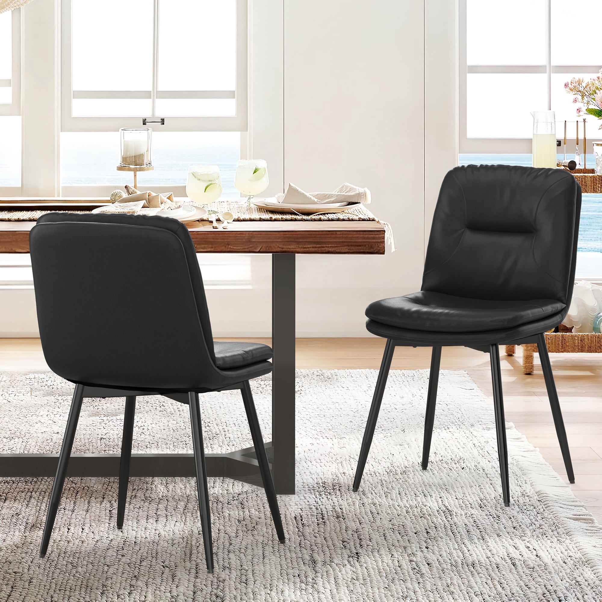Dycanpo Modern Kitchen Dining Chairs set of 2 with Metal Legs and Faux ...